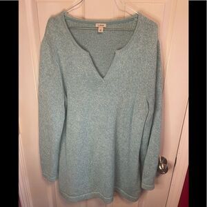 LLBean cotton rag v neck sweater sz 1X